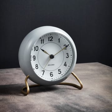 AJ Station na desce 12 cm - szaro-biały - Arne Jacobsen Clocks