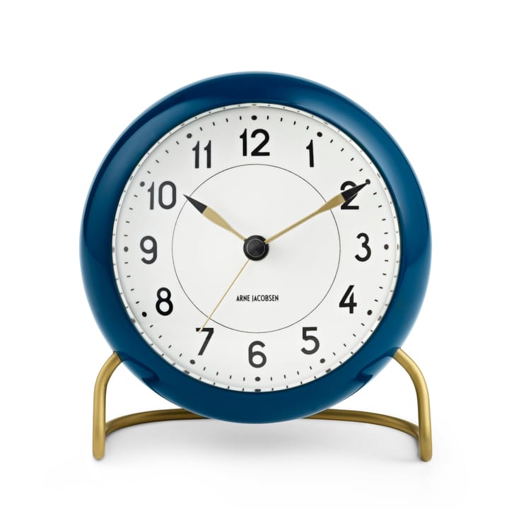 AJ Station zegar stołowy petrol blue, benzynowy błękit Arne Jacobsen Clocks