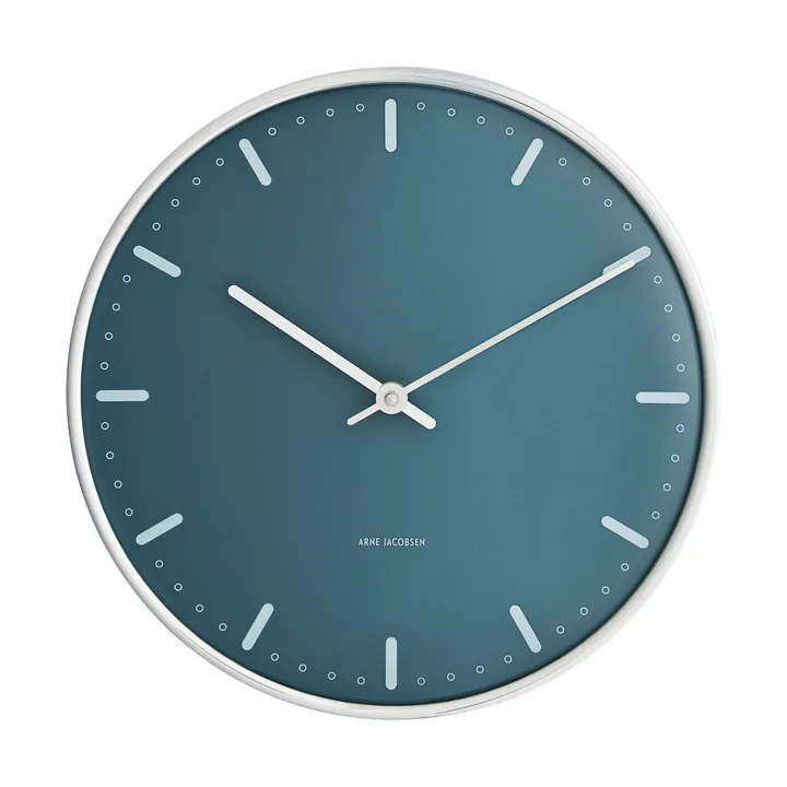 Zegar ścienny City Hall Arne Jacobsen - Niebieski, Ø29 cm - Arne Jacobsen Clocks