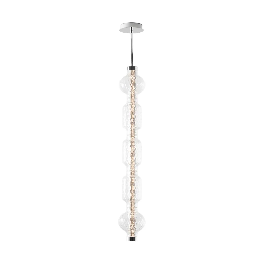 Lampa wisząca pionowa Alambicco, sterowana aplikacją, 5 szklanych kloszy Artemide