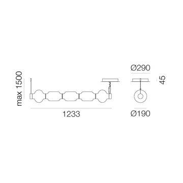 Lampa wisząca pozioma Alambicco - 5 szklanych kloszy - Artemide