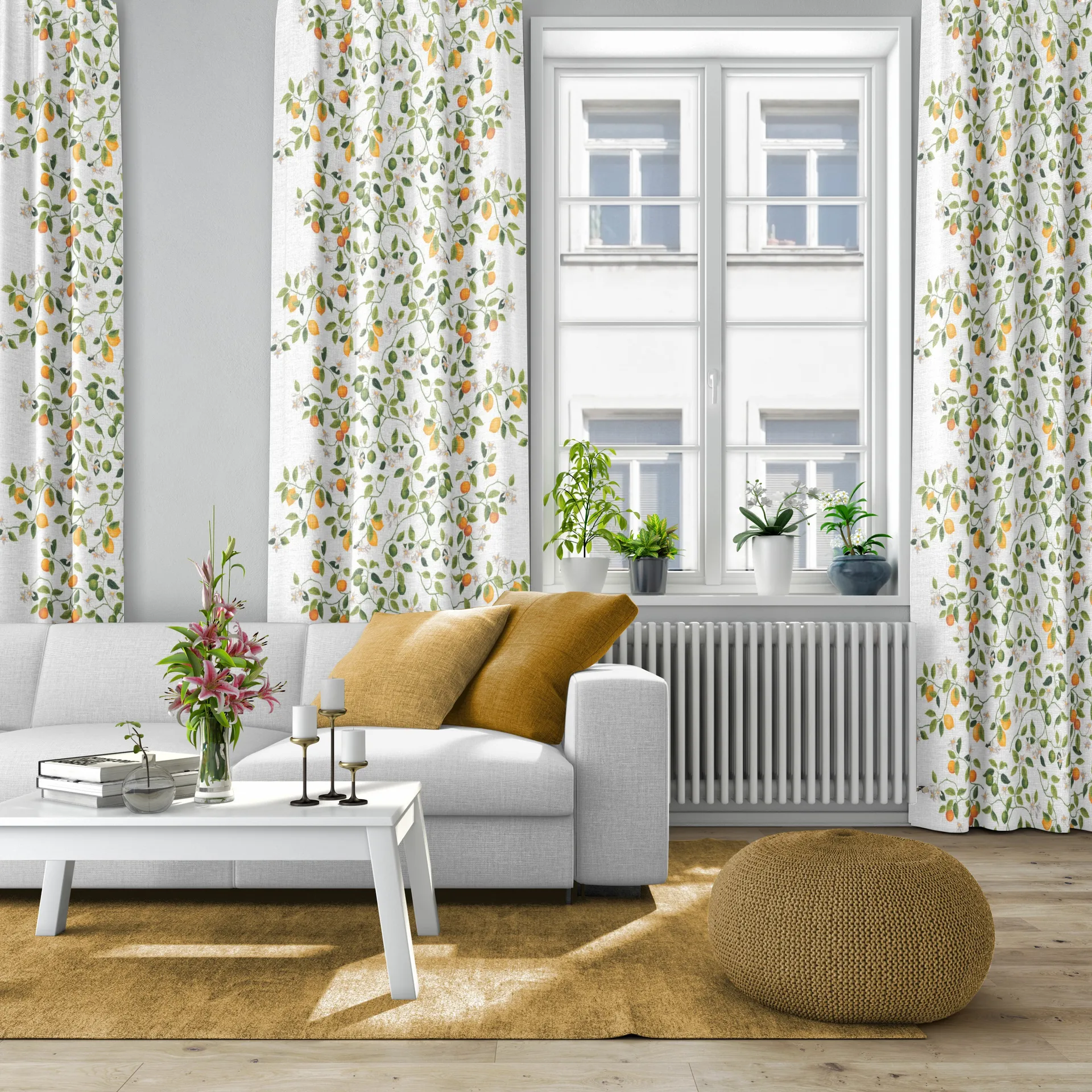 Cerata z motywem drzewa cytrusowego, Zielono-zielony Arvidssons Textil