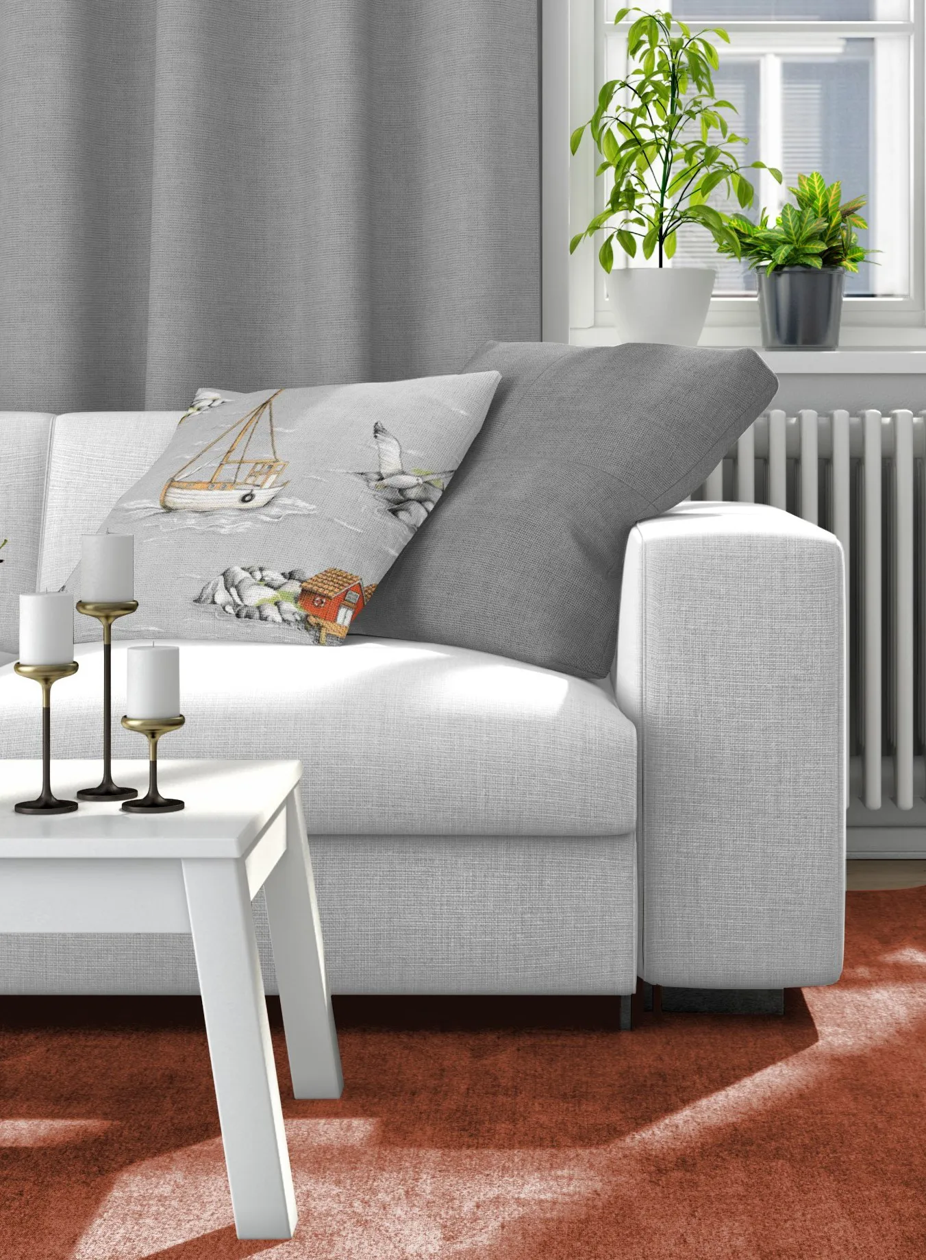 Poszewka na poduszkę Fiskeskär 47x47 cm (Wyspa Rybacka), Szary Arvidssons Textil