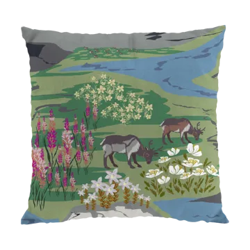 Poszewka na poduszkę Fjällängar 47x47 cm (Górskie Łąki) - Zielona - Arvidssons Textil