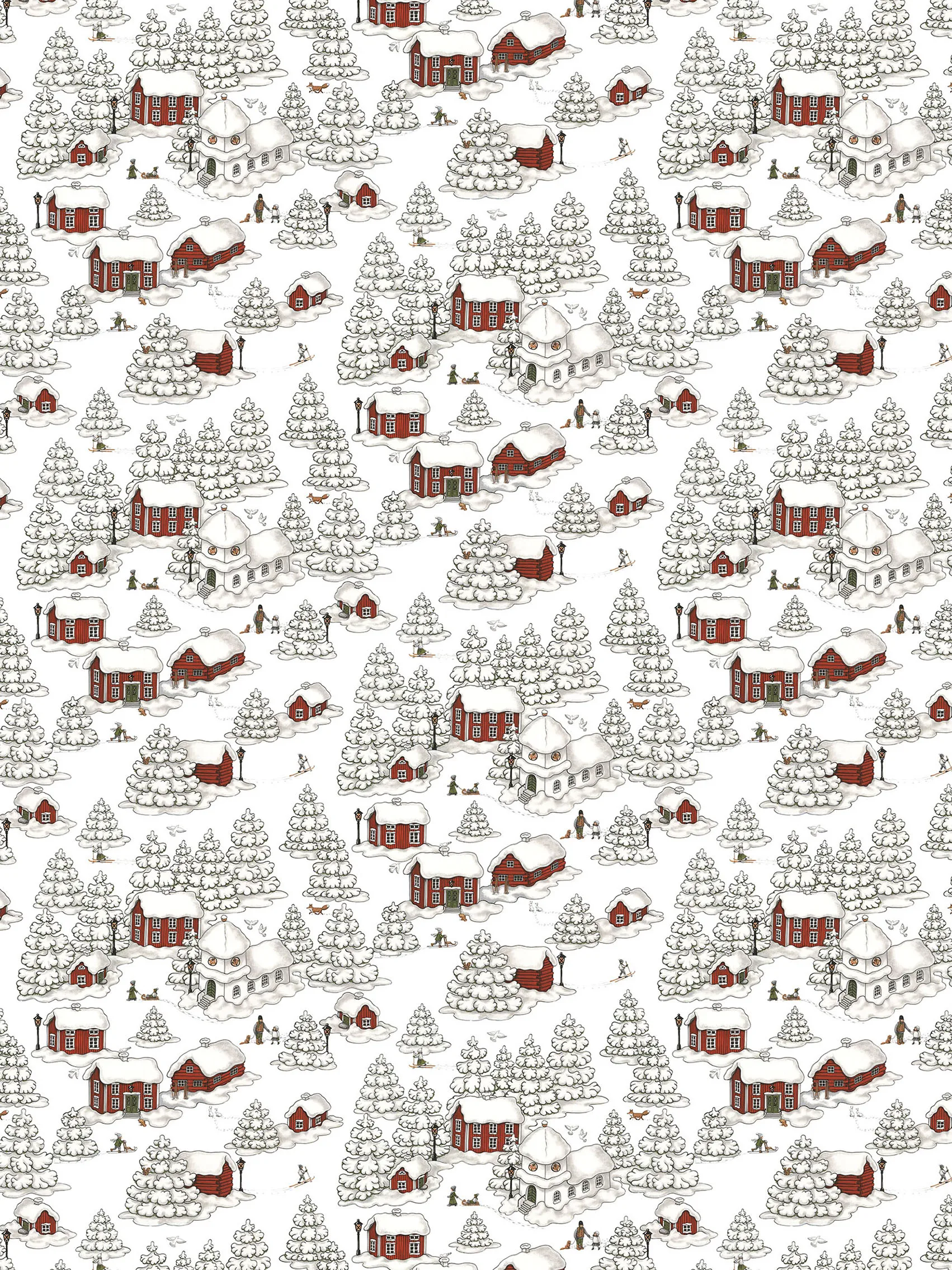 Timmerbyn tkanina, Offwhite-szary-czerwony Arvidssons Textil