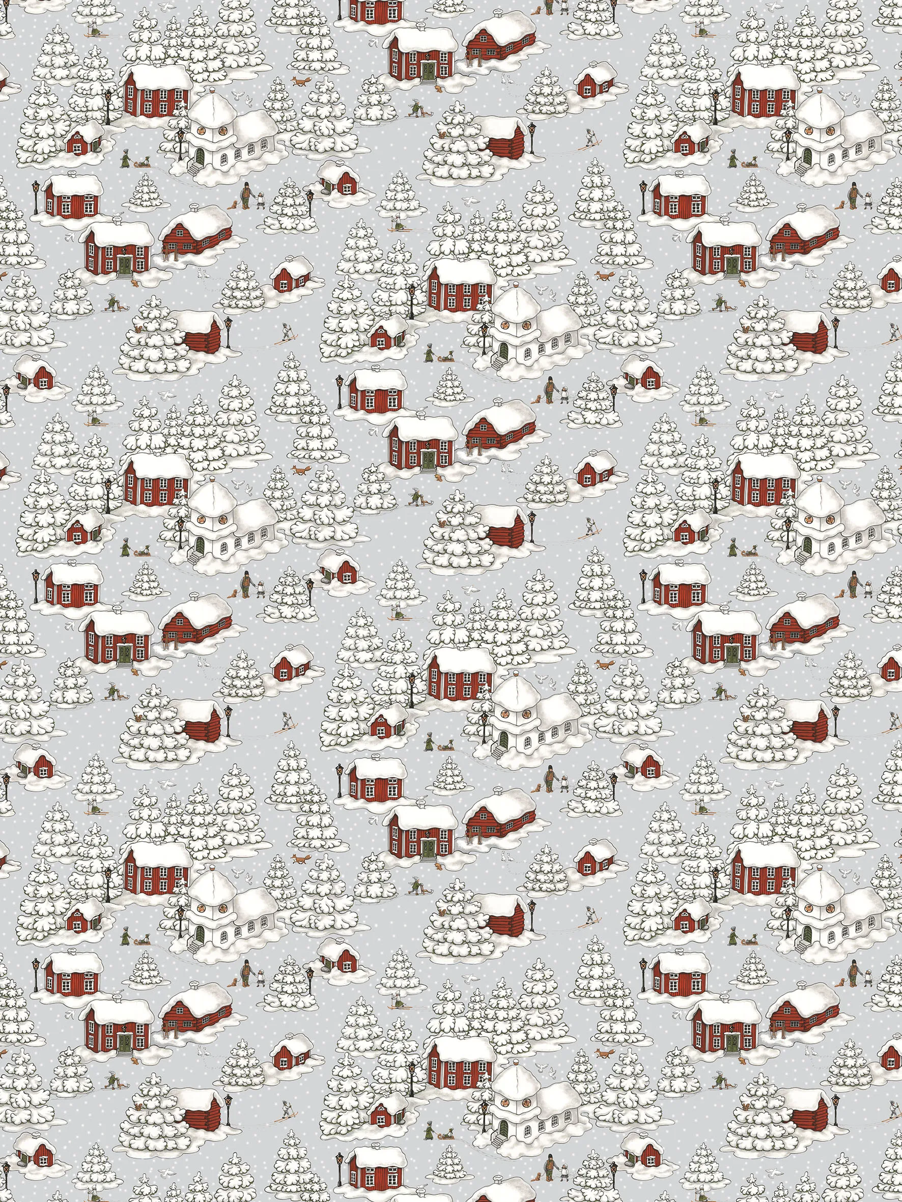 Timmerbyn tkanina, szary-czerwony Arvidssons Textil