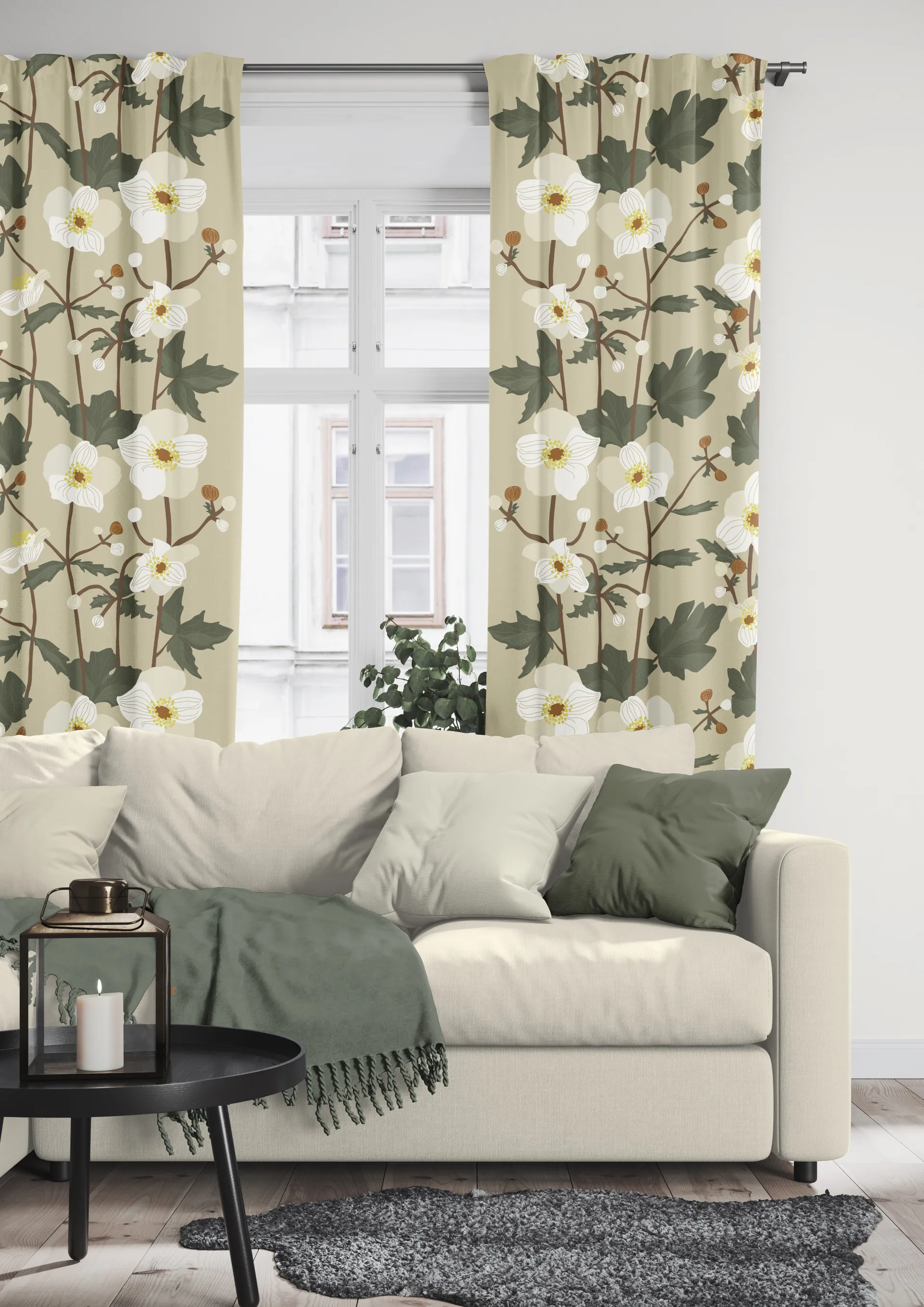 Tkanina Anemon, Beżowa Arvidssons Textil