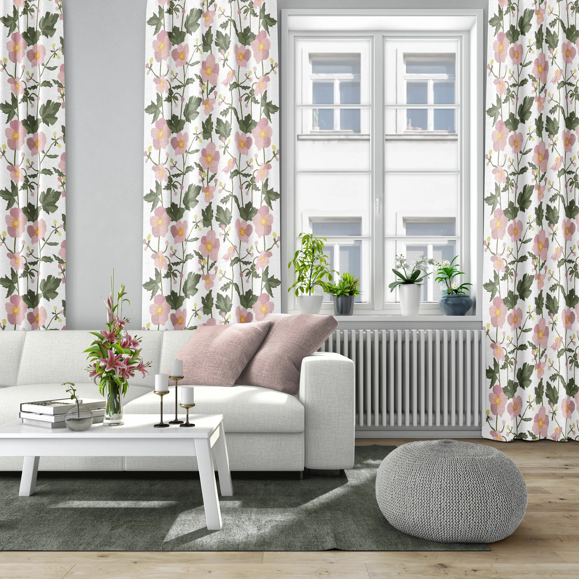 Tkanina Anemon, Różowa Arvidssons Textil