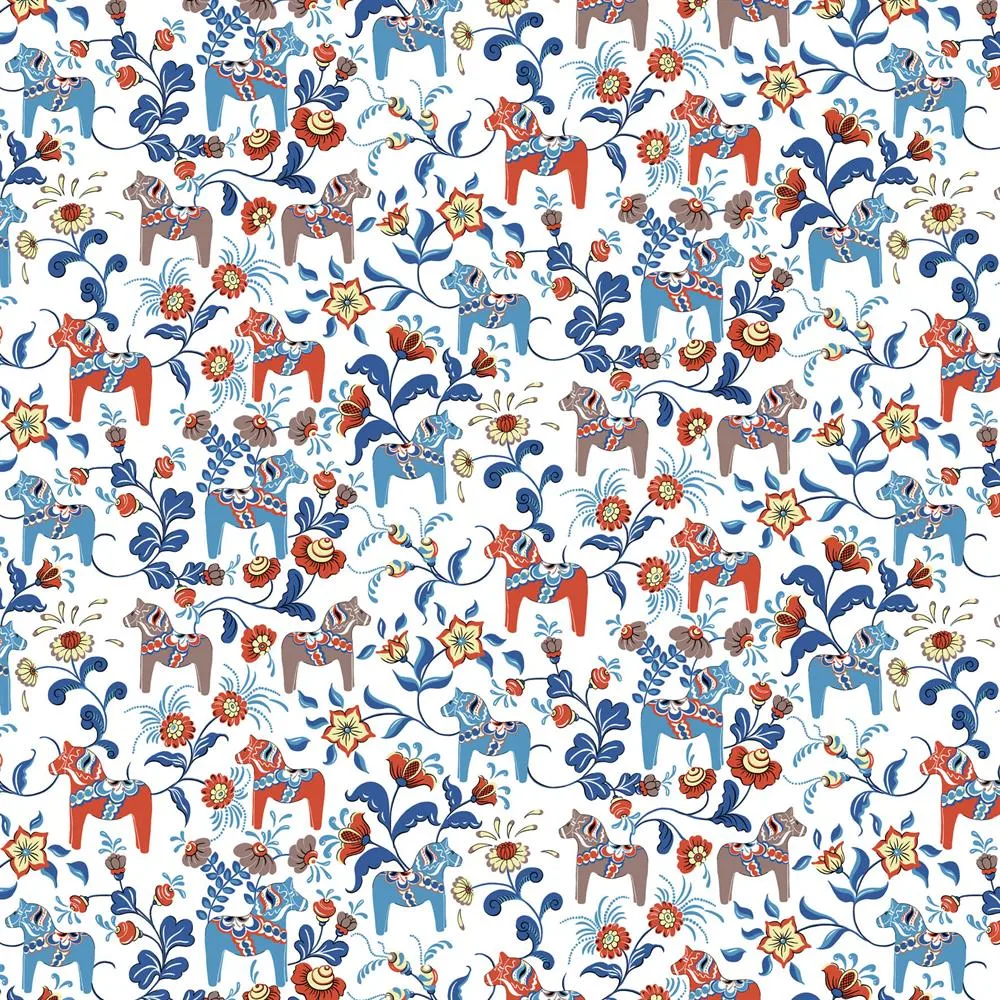 Tkanina Dala Horse, biały Arvidssons Textil