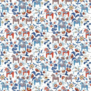 Tkanina Dala Horse - biały - Arvidssons Textil