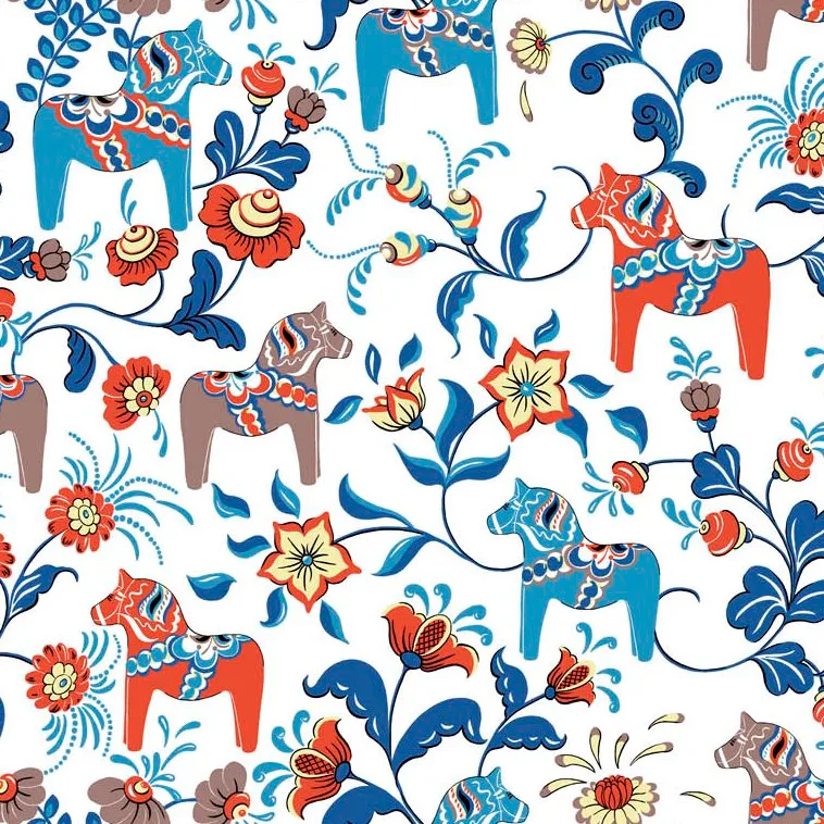 Tkanina Dala Horse, biały Arvidssons Textil