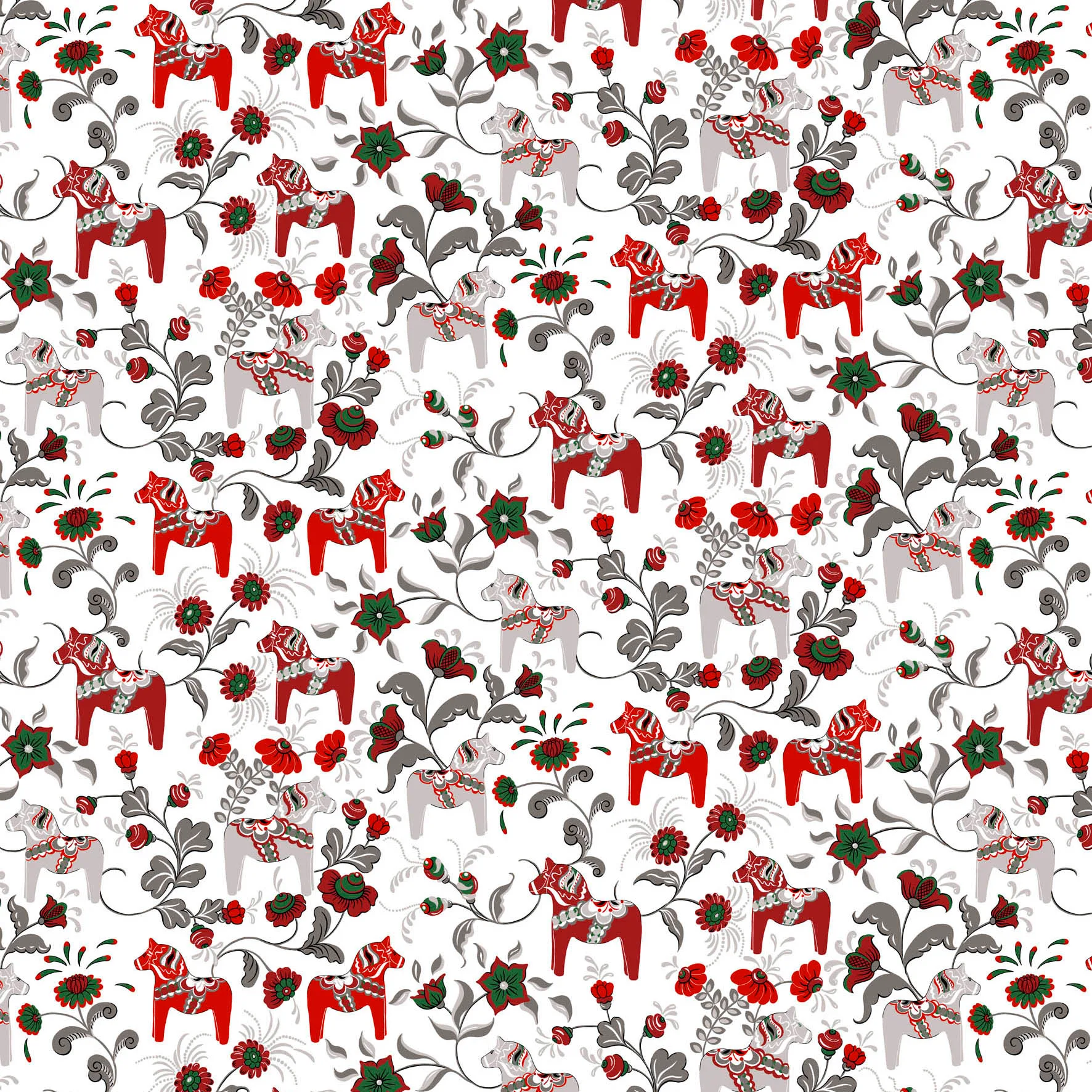 Tkanina Dala Horse, czerwone wino Arvidssons Textil