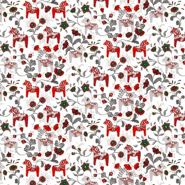 Tkanina Dala Horse - czerwone wino - Arvidssons Textil