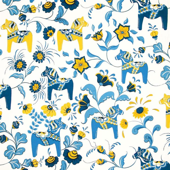 Tkanina Dala Horse  - niebieski - żółty - Arvidssons Textil