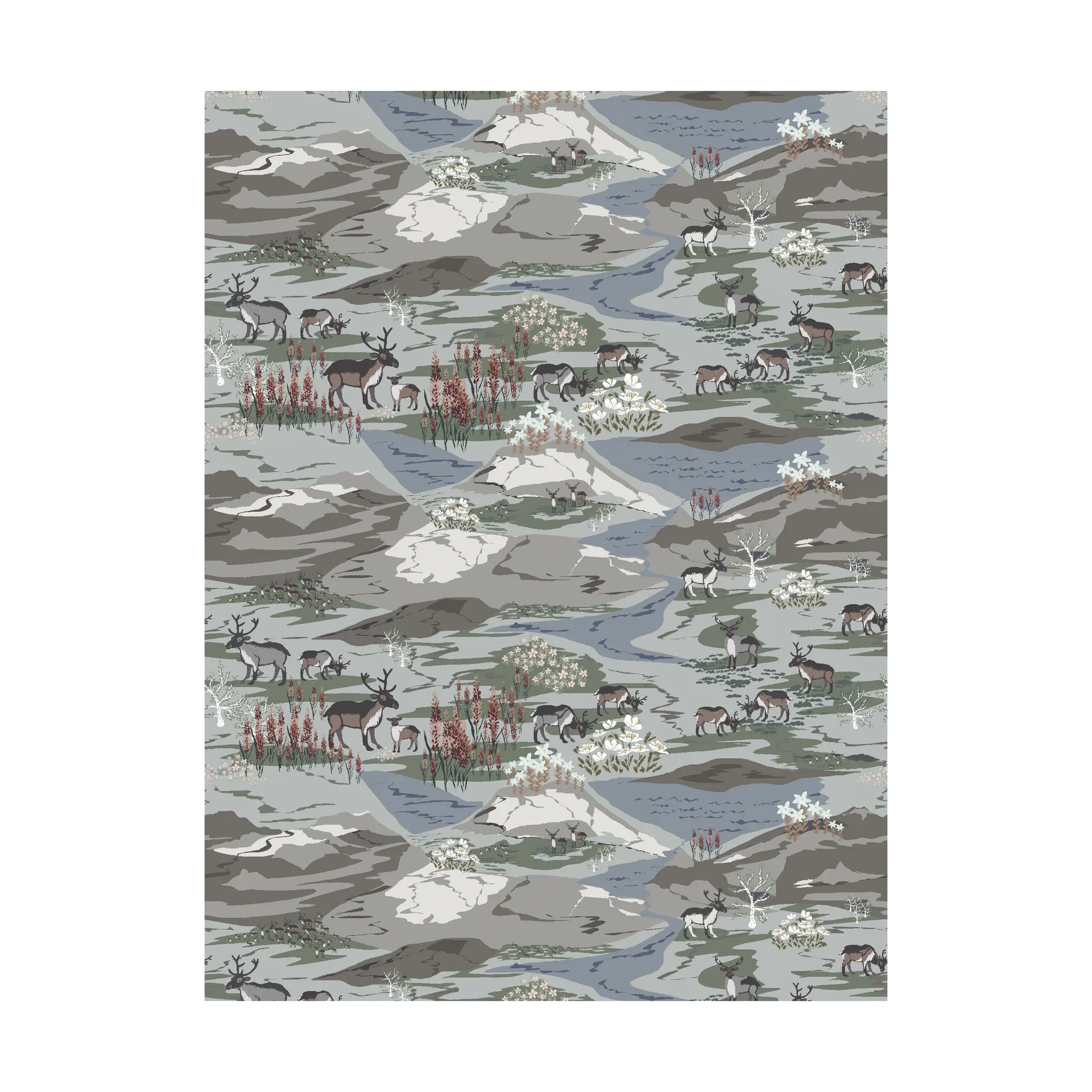 Tkanina Fjällängar (Górskie Łąki), Szaro-zielona Arvidssons Textil