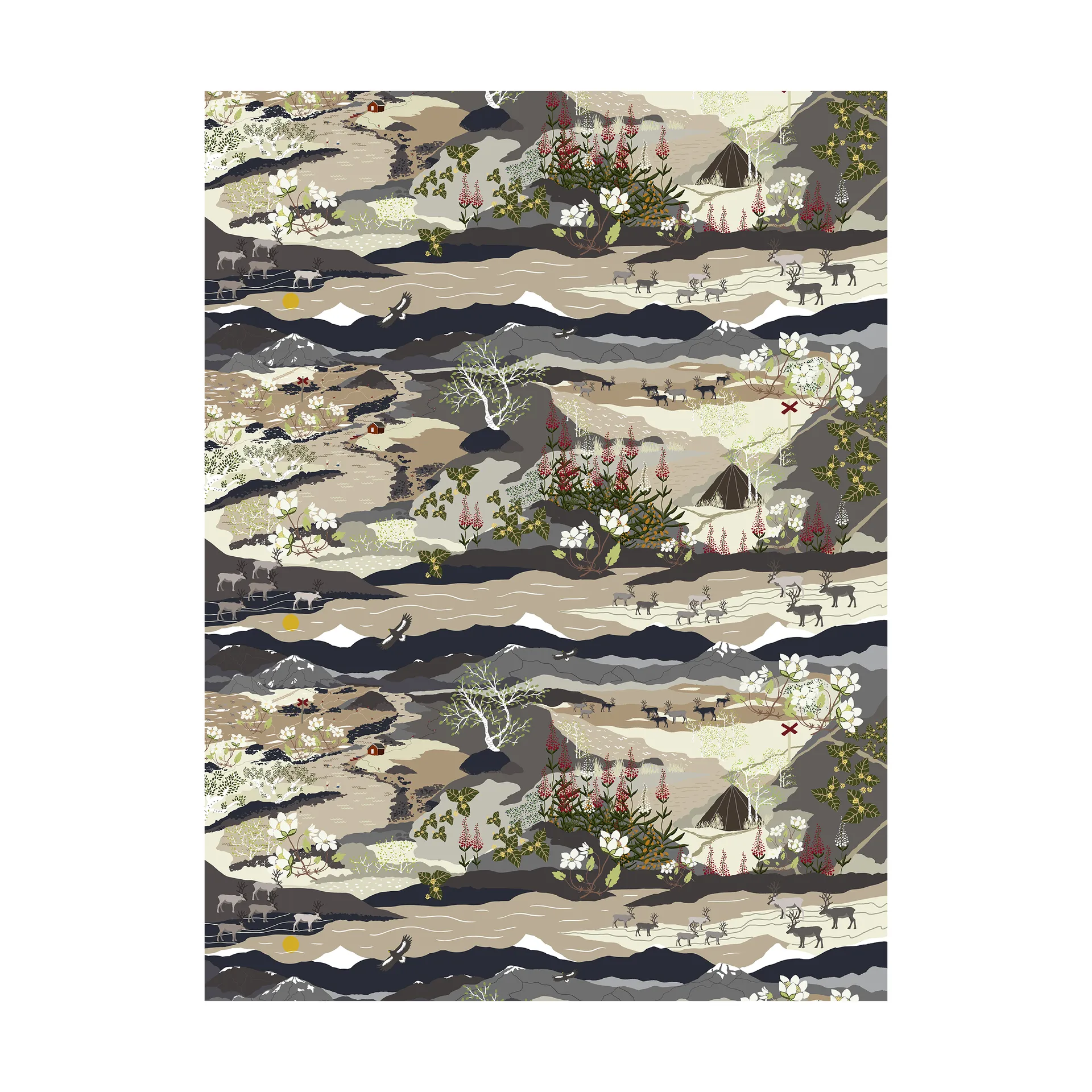 Tkanina Fjällvandring, Beżowy Arvidssons Textil