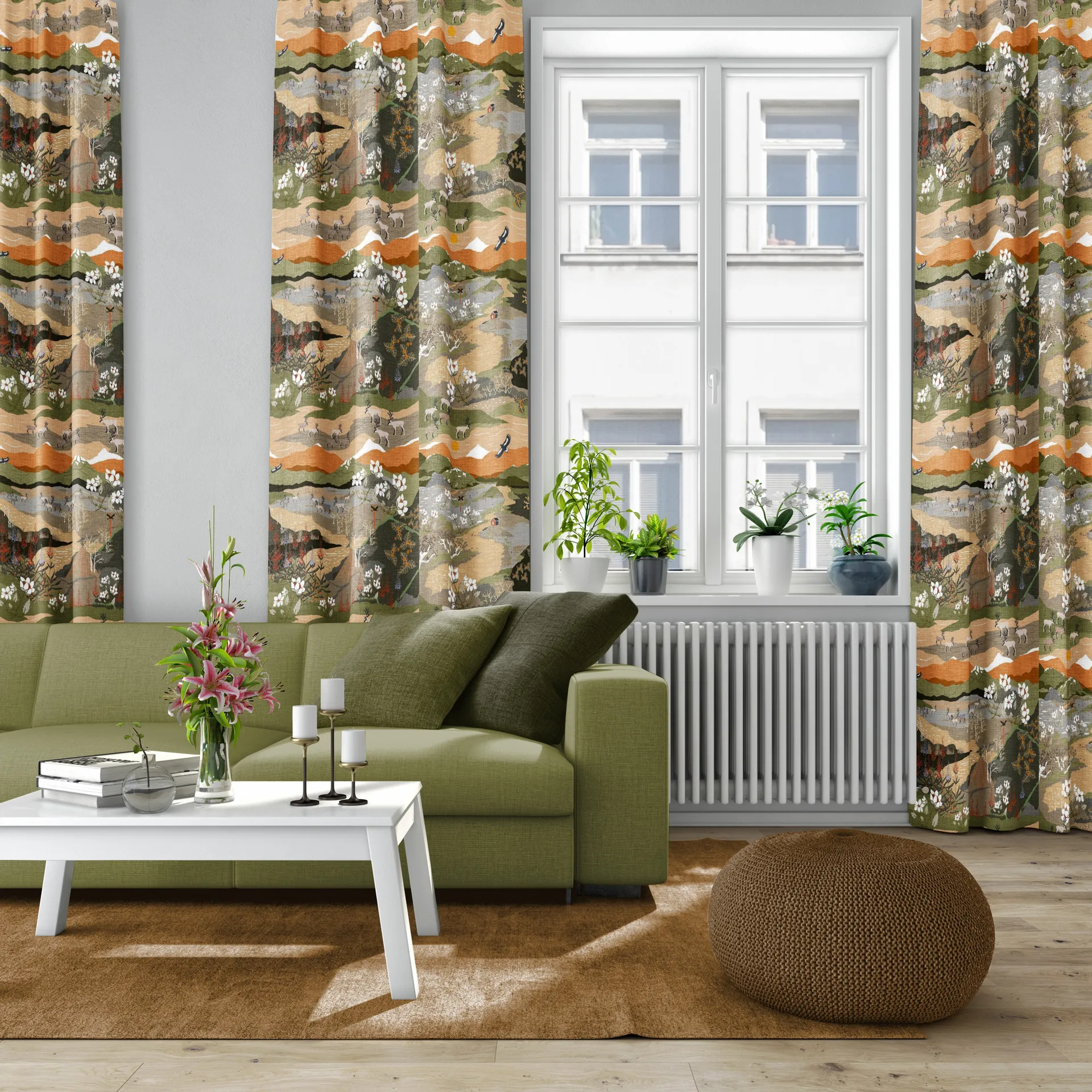 Tkanina Fjällvandring, Zielona pieczeń Arvidssons Textil