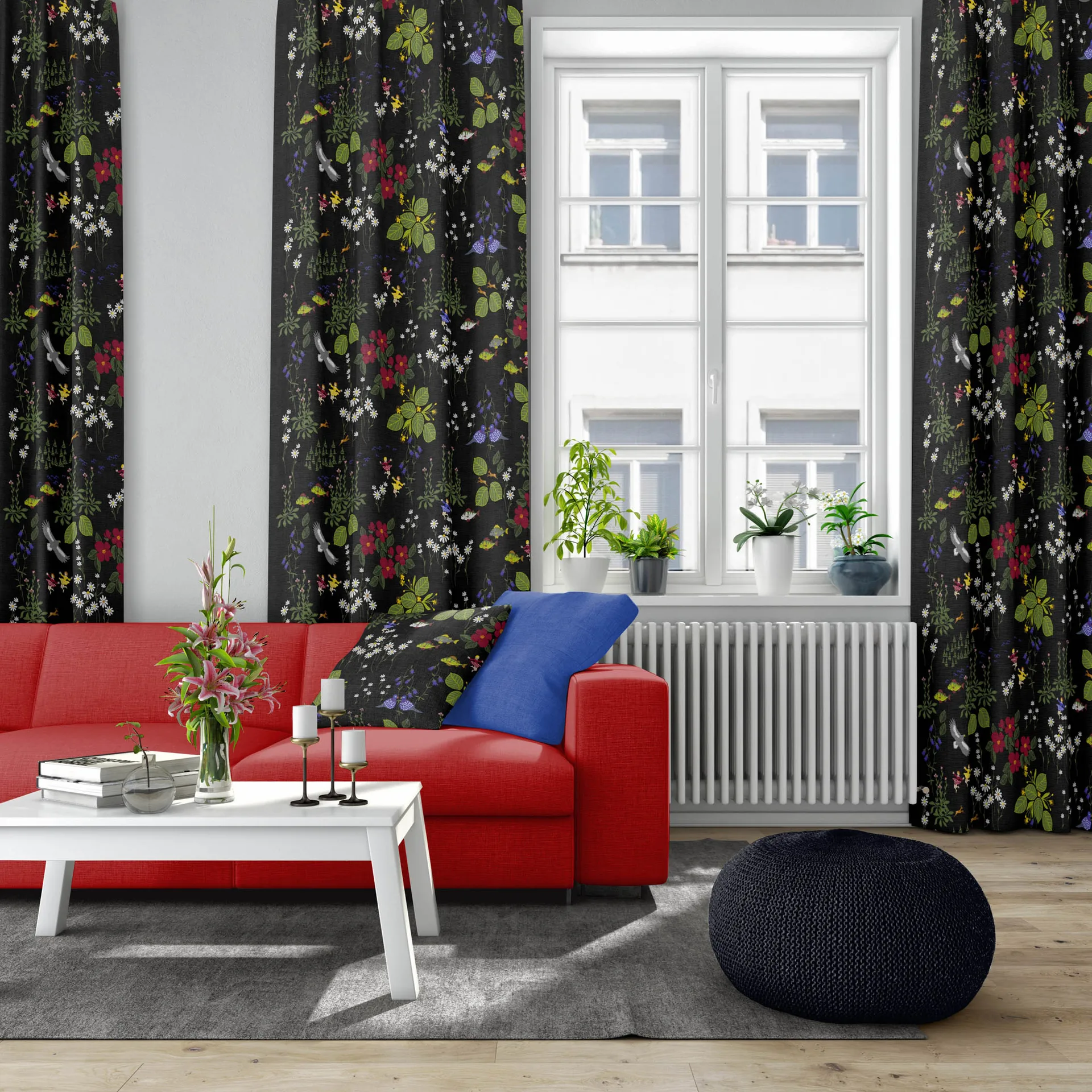 Tkanina Himlajorden, czarny Arvidssons Textil