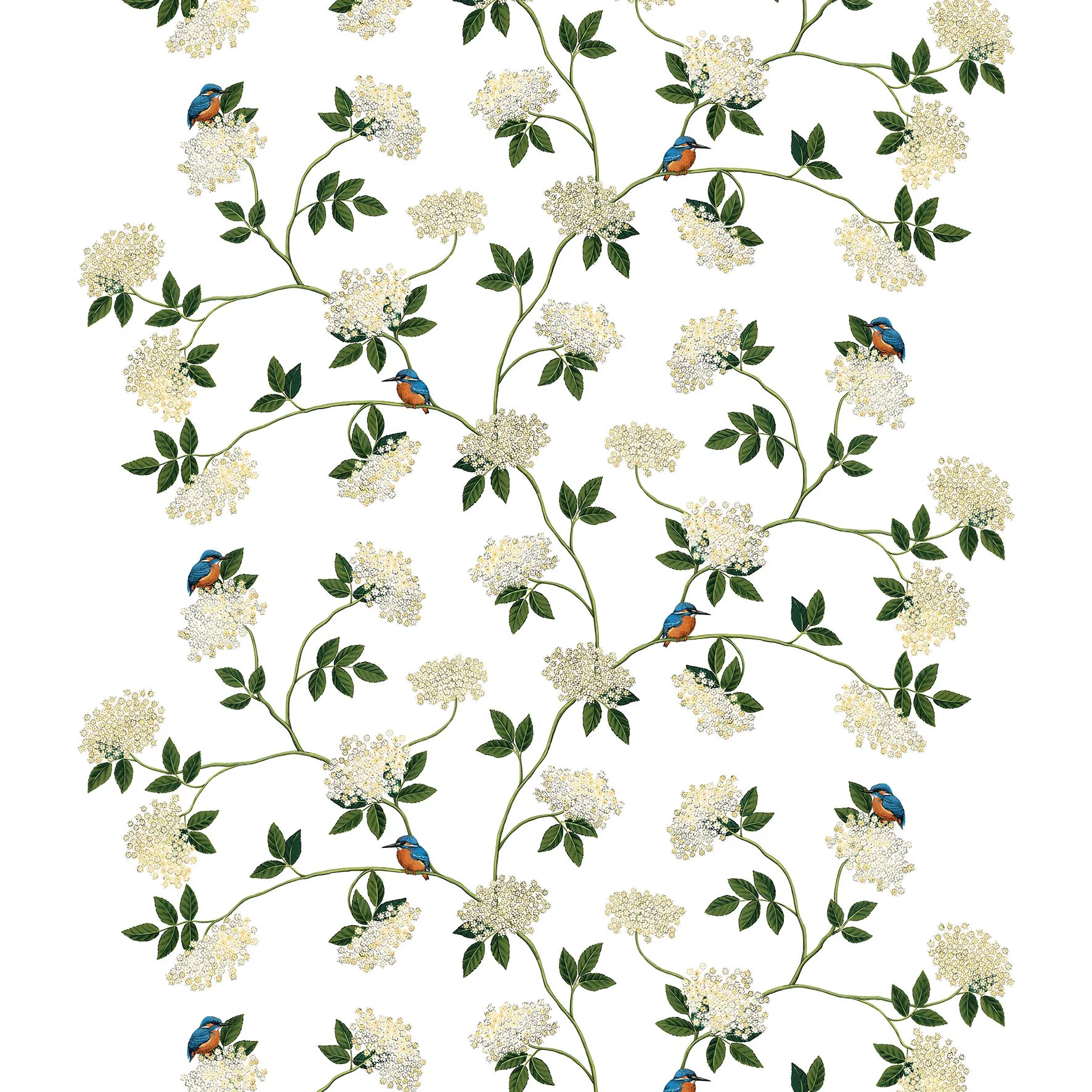 Tkanina Kungsfiskaren, biały Arvidssons Textil