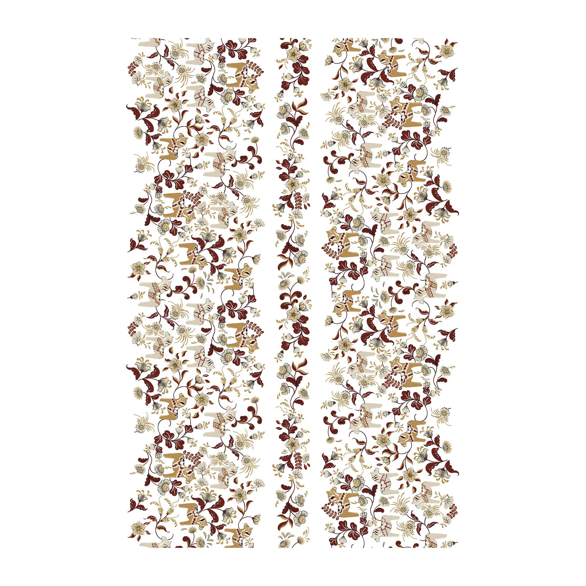 Tkanina Leksand Bård, Czerwony;beżowy Arvidssons Textil