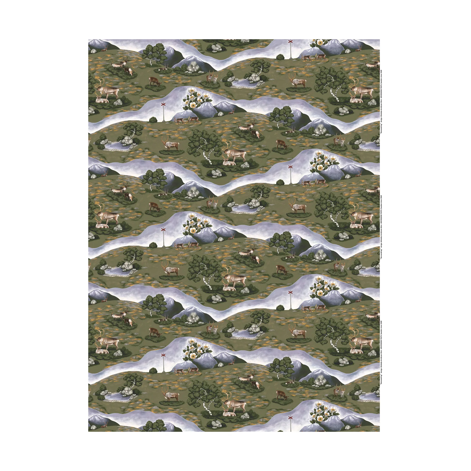 Tkanina Renvandring, Zielony ciemny Arvidssons Textil