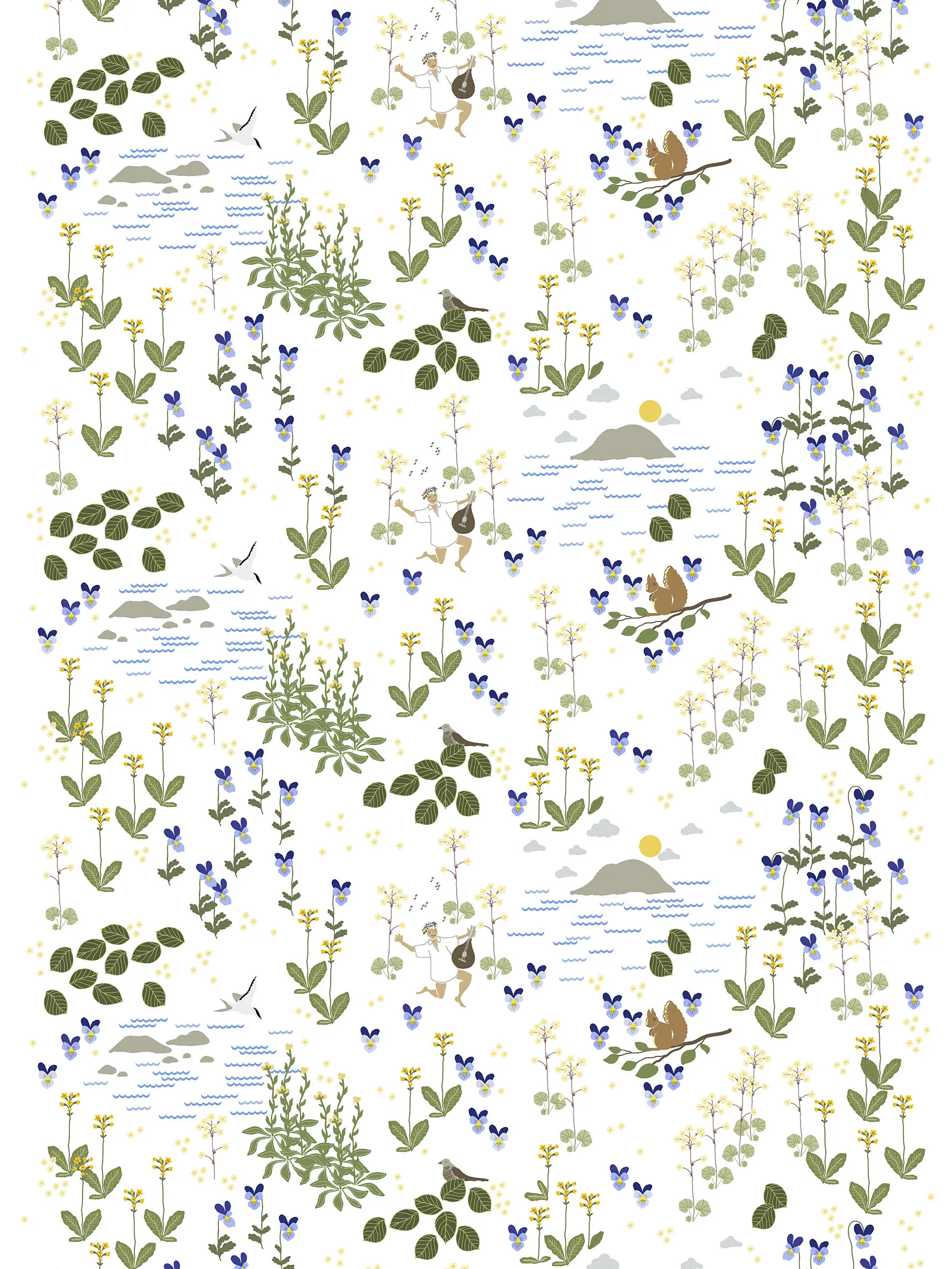 Tkanina Rönnerdahl, Offwhite-zielony Arvidssons Textil