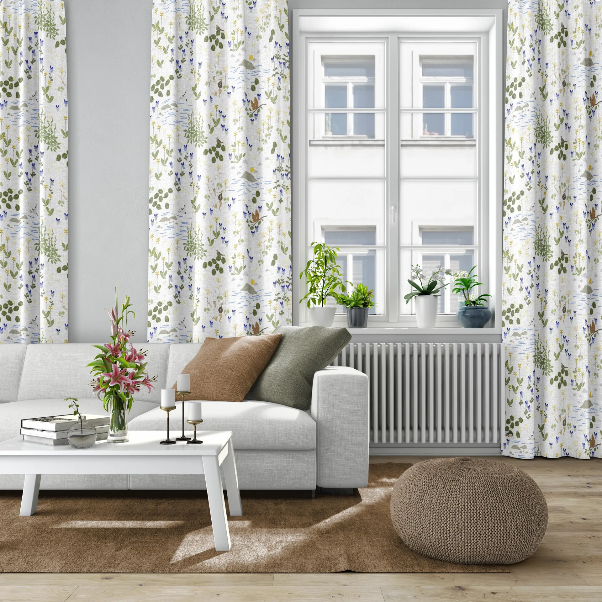 Tkanina Rönnerdahl, Offwhite-zielony Arvidssons Textil