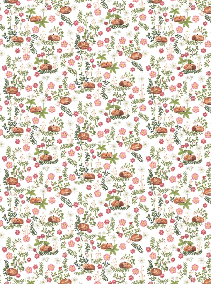 Tkanina z motywem śpiącego lisa 47x47 cm - Zielono-różowy - Arvidssons Textil