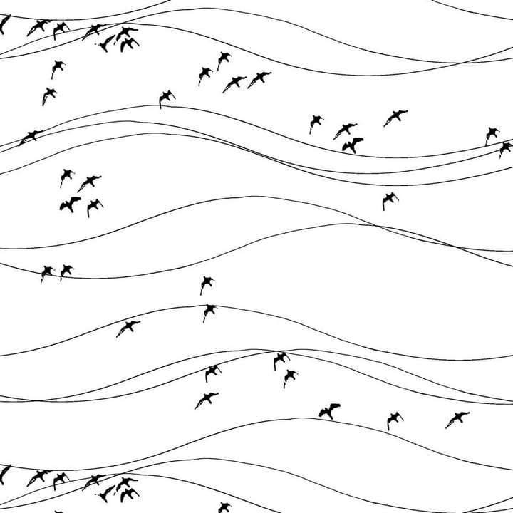 Tkanina z motywem wędrujących ptaków - czarny - Arvidssons Textil