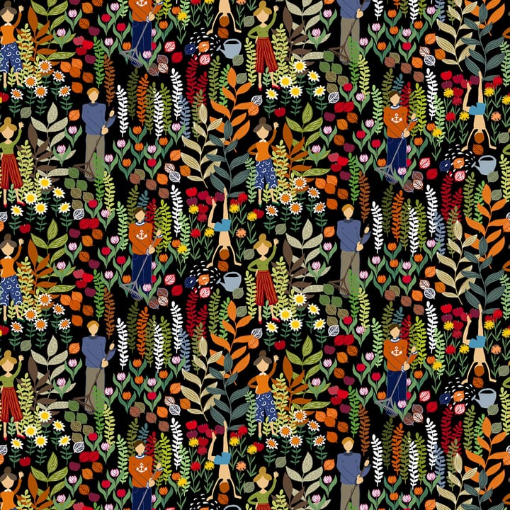 Tkanina z ogrodowym motywem - Czarny-multi - Arvidssons Textil