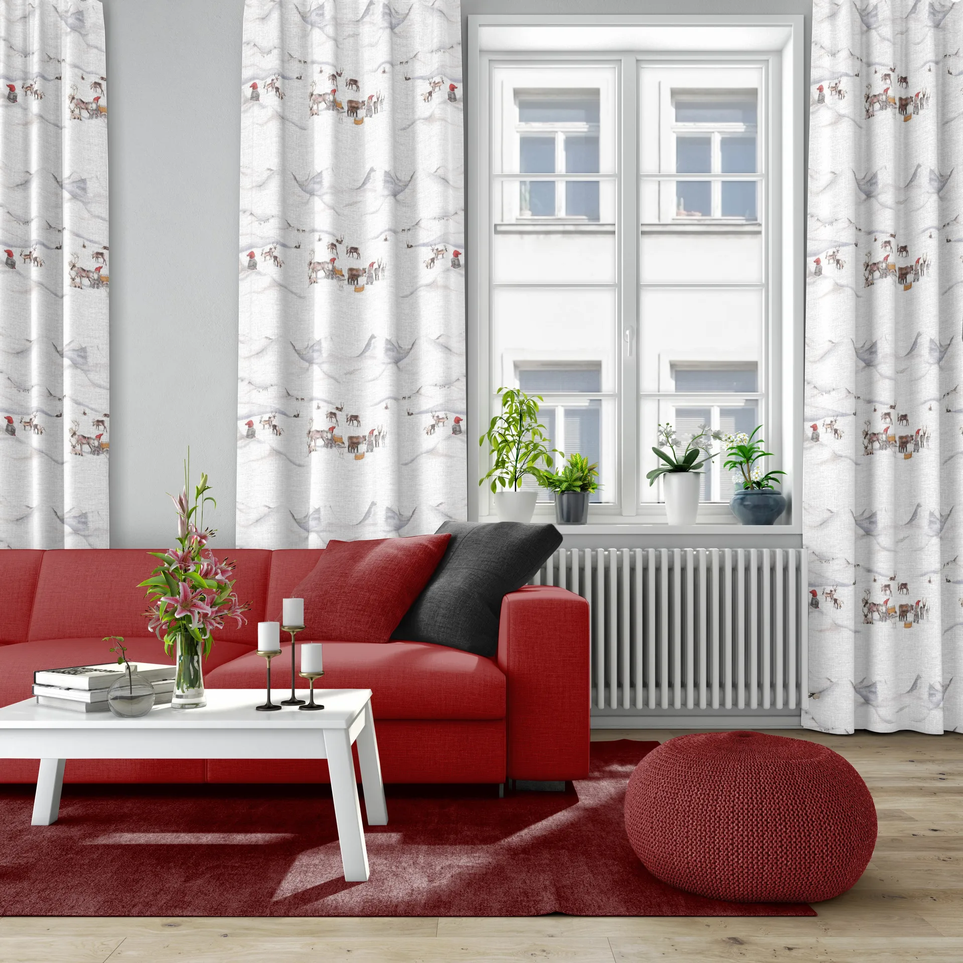 Tomteland tkanina, Offwhite-szary Arvidssons Textil