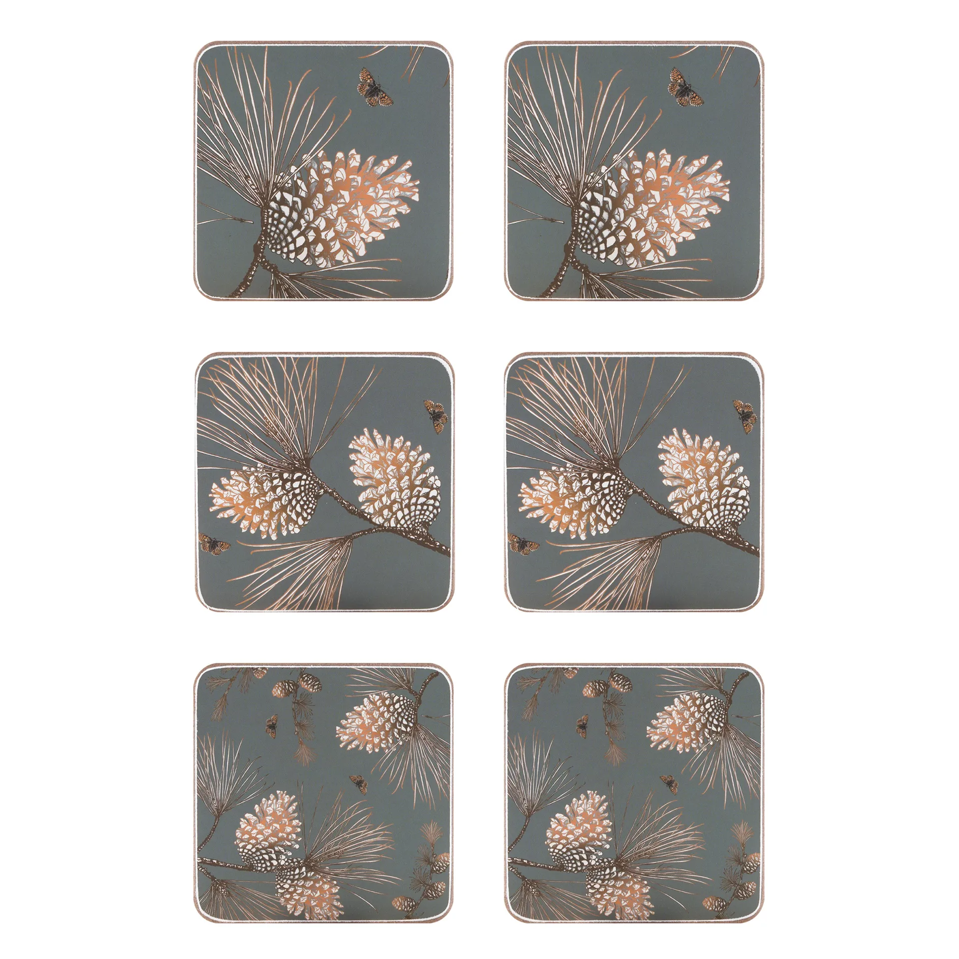 Podstawki pod szklanki Pine Cone 6-pak, Moss grey Åry Home