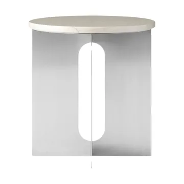 Androgyne stolik boczny - Crystal Rose marmur-szczotkowana stal, Ø42 cm - Audo Copenhagen
