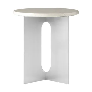 Androgyne stolik boczny - Crystal Rose marmur-szczotkowana stal, Ø42 cm - Audo Copenhagen