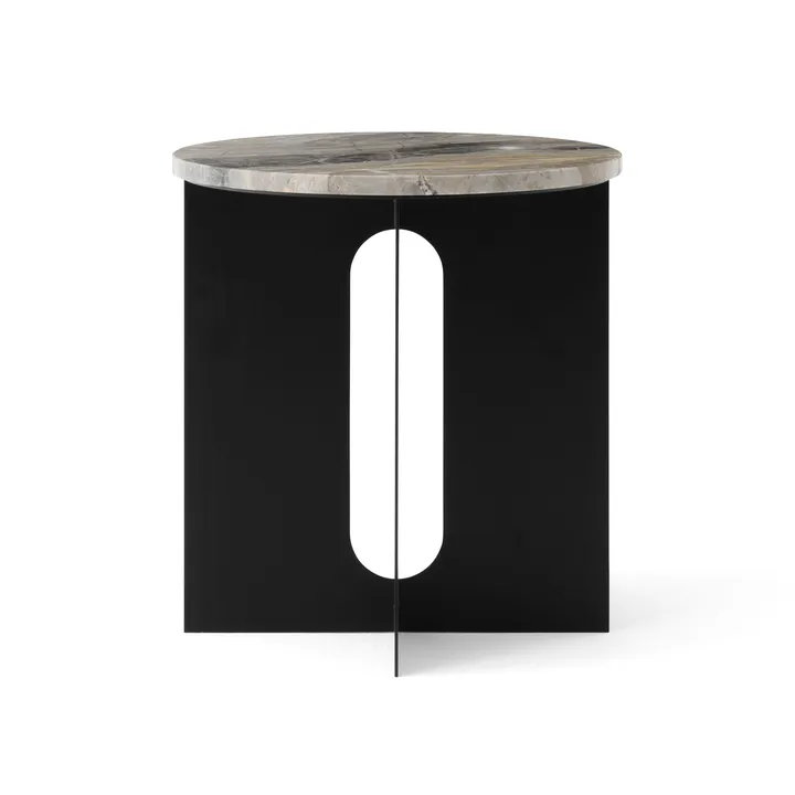 Androgyne stolik boczny - Grey Galaxy marmur-czarna stal, Ø42 cm - Audo Copenhagen