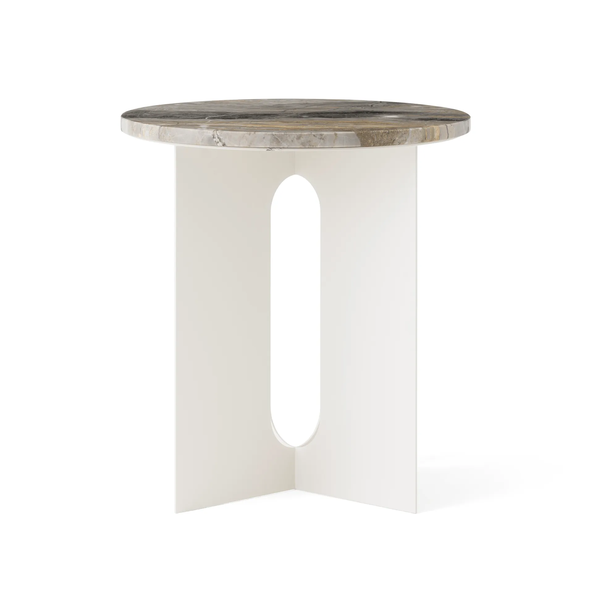 Androgyne stolik boczny, Grey Galaxy marmur-ivory stal, Ø42 cm Audo Copenhagen
