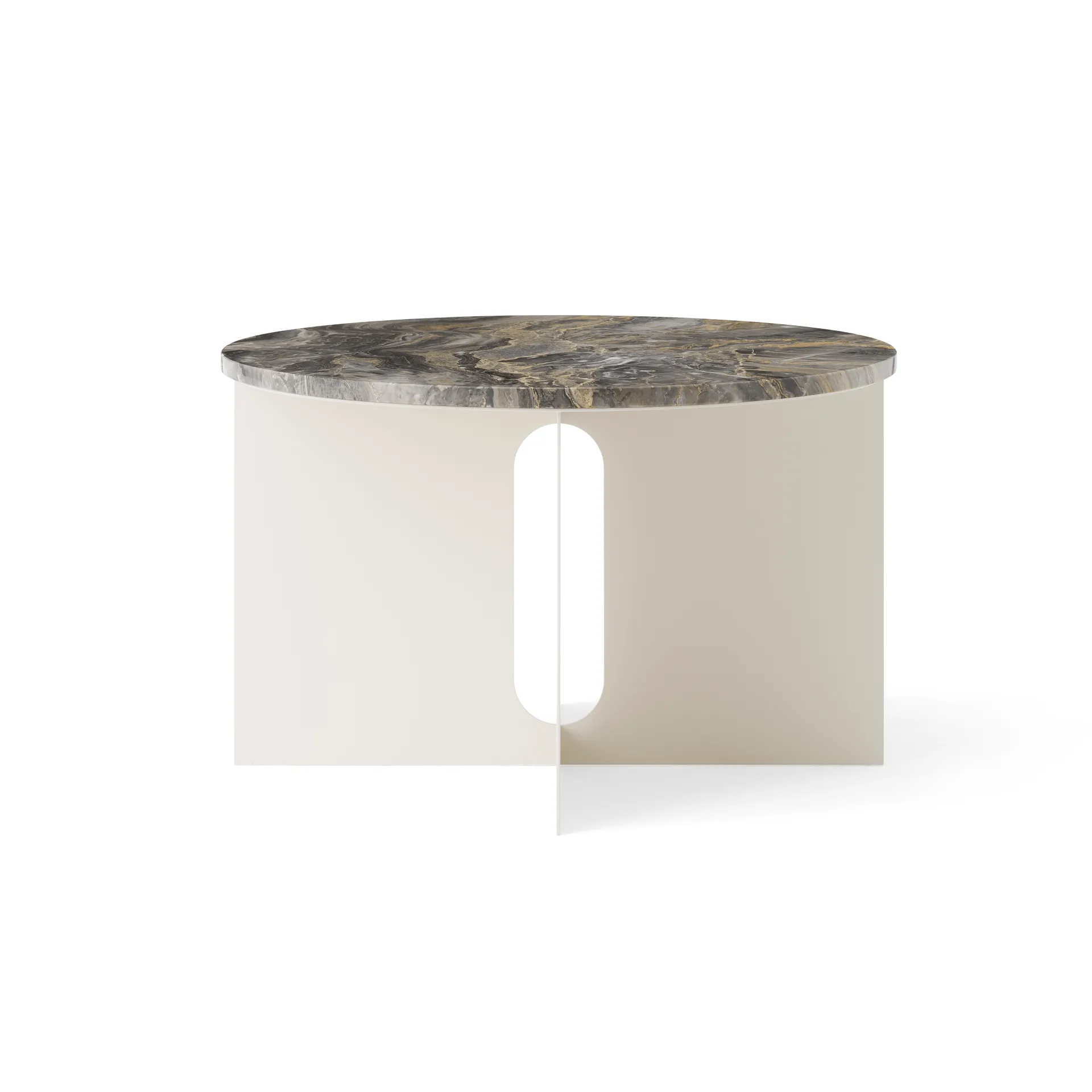 Androgyne stolik boczny, Grey Galaxy marmur-ivory stal, Ø65 cm Audo Copenhagen