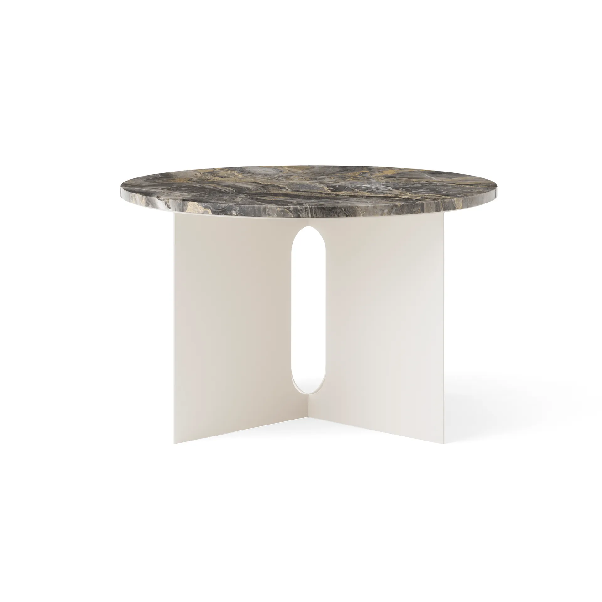 Androgyne stolik boczny, Grey Galaxy marmur-ivory stal, Ø65 cm Audo Copenhagen