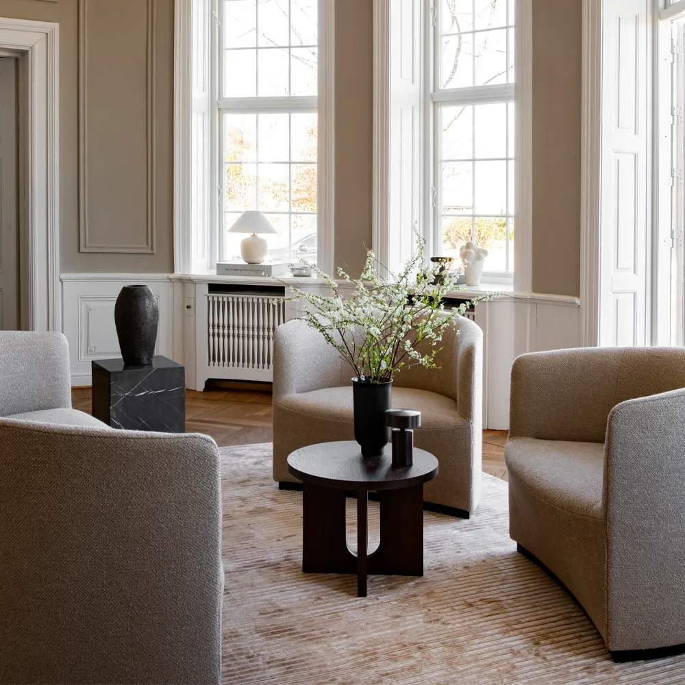 Androgyne stolik boczny, marble ivory, ø42 cm, ivory stal stojak Audo Copenhagen