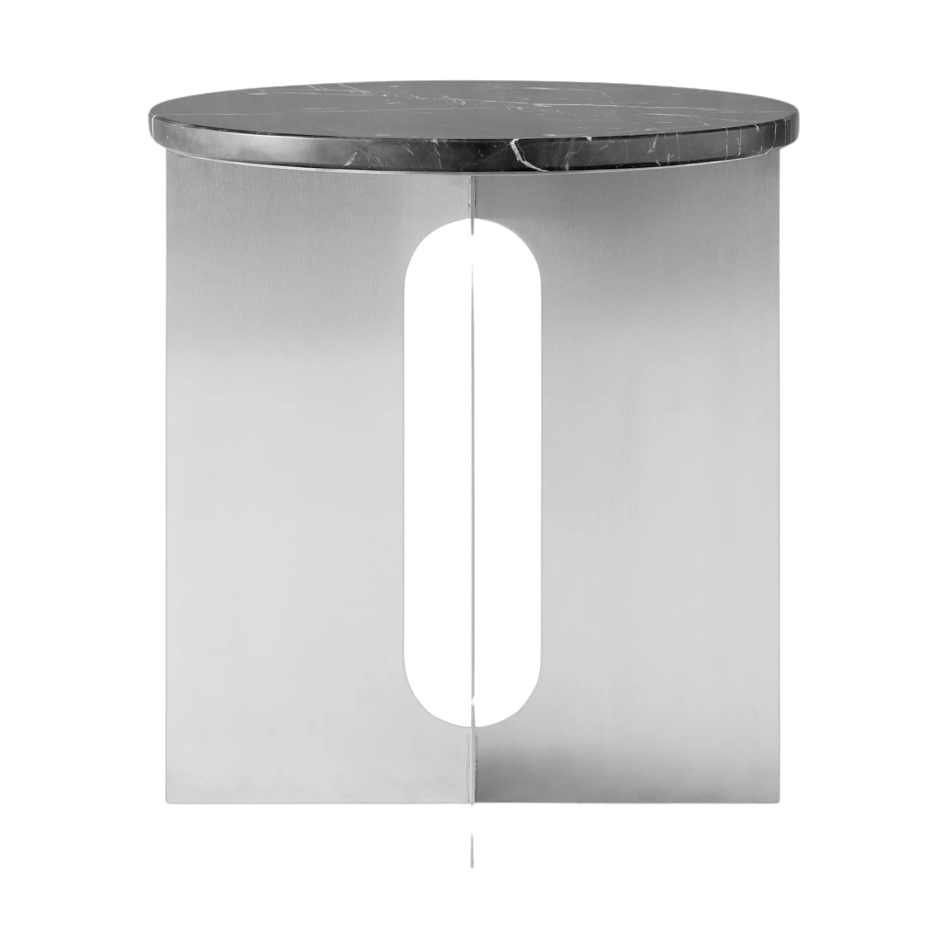 Androgyne stolik boczny, Nero Maquina marmur-szczotkowana stal, Ø42 cm Audo Copenhagen