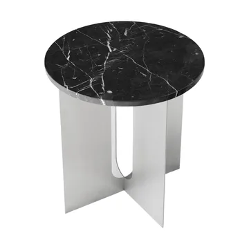 Androgyne stolik boczny - Nero Maquina marmur-szczotkowana stal, Ø42 cm - Audo Copenhagen