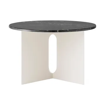 Androgyne stolik boczny - Nero Marquina marmor-ivory stal, Ø65 cm - Audo Copenhagen