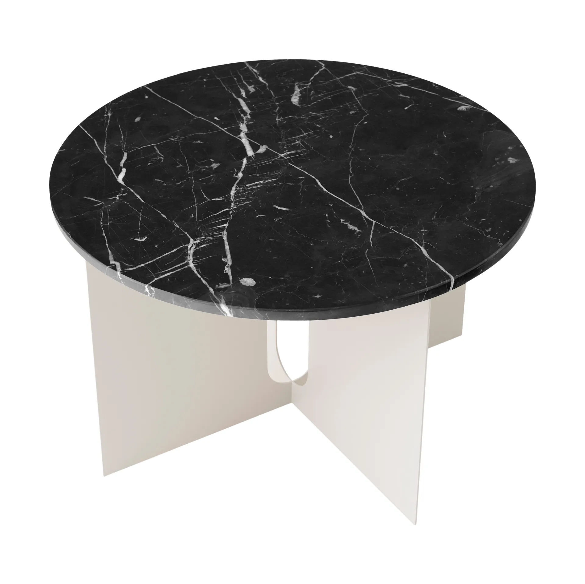 Androgyne stolik boczny, Nero Marquina marmor-ivory stal, Ø65 cm Audo Copenhagen