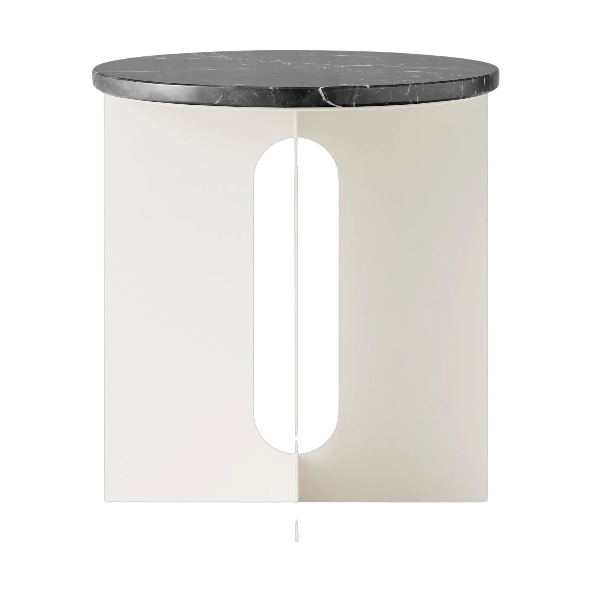 Androgyne stolik boczny, Nero Marquina marmur-ivory stal, Ø42 cm Audo Copenhagen