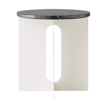 Androgyne stolik boczny - Nero Marquina marmur-ivory stal, Ø42 cm - Audo Copenhagen