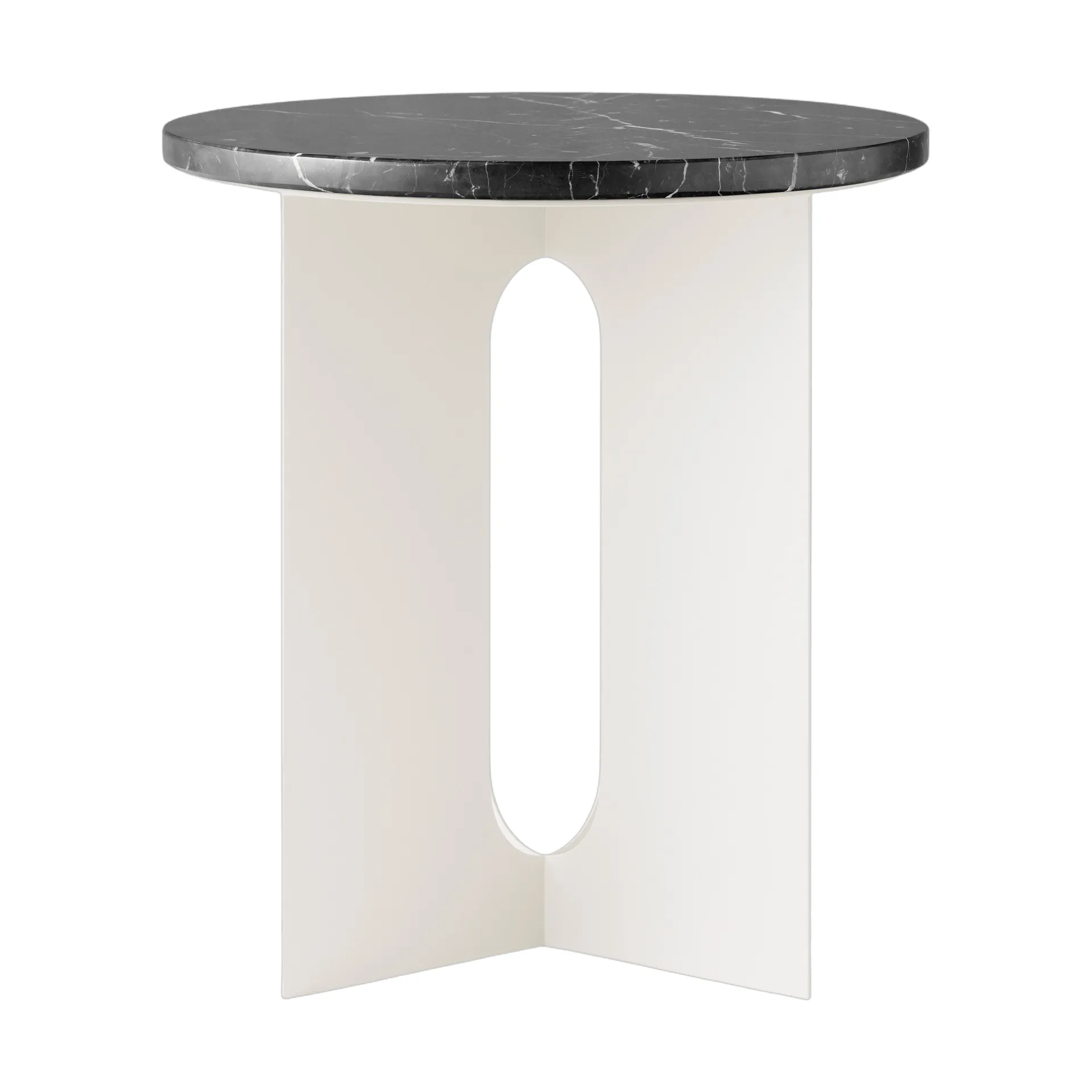 Androgyne stolik boczny, Nero Marquina marmur-ivory stal, Ø42 cm Audo Copenhagen