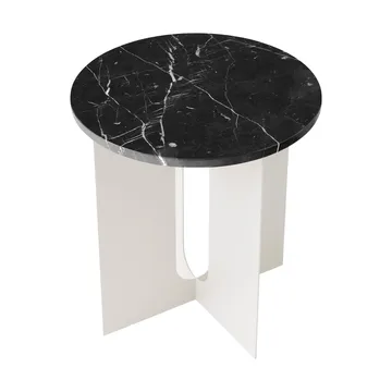 Androgyne stolik boczny - Nero Marquina marmur-ivory stal, Ø42 cm - Audo Copenhagen