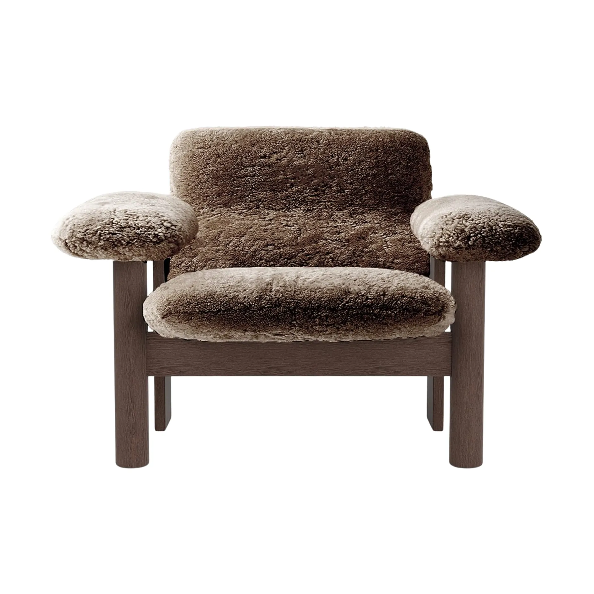 Brasilia fotel low back, Dark oak-Sahara sheepskin curly Audo Copenhagen