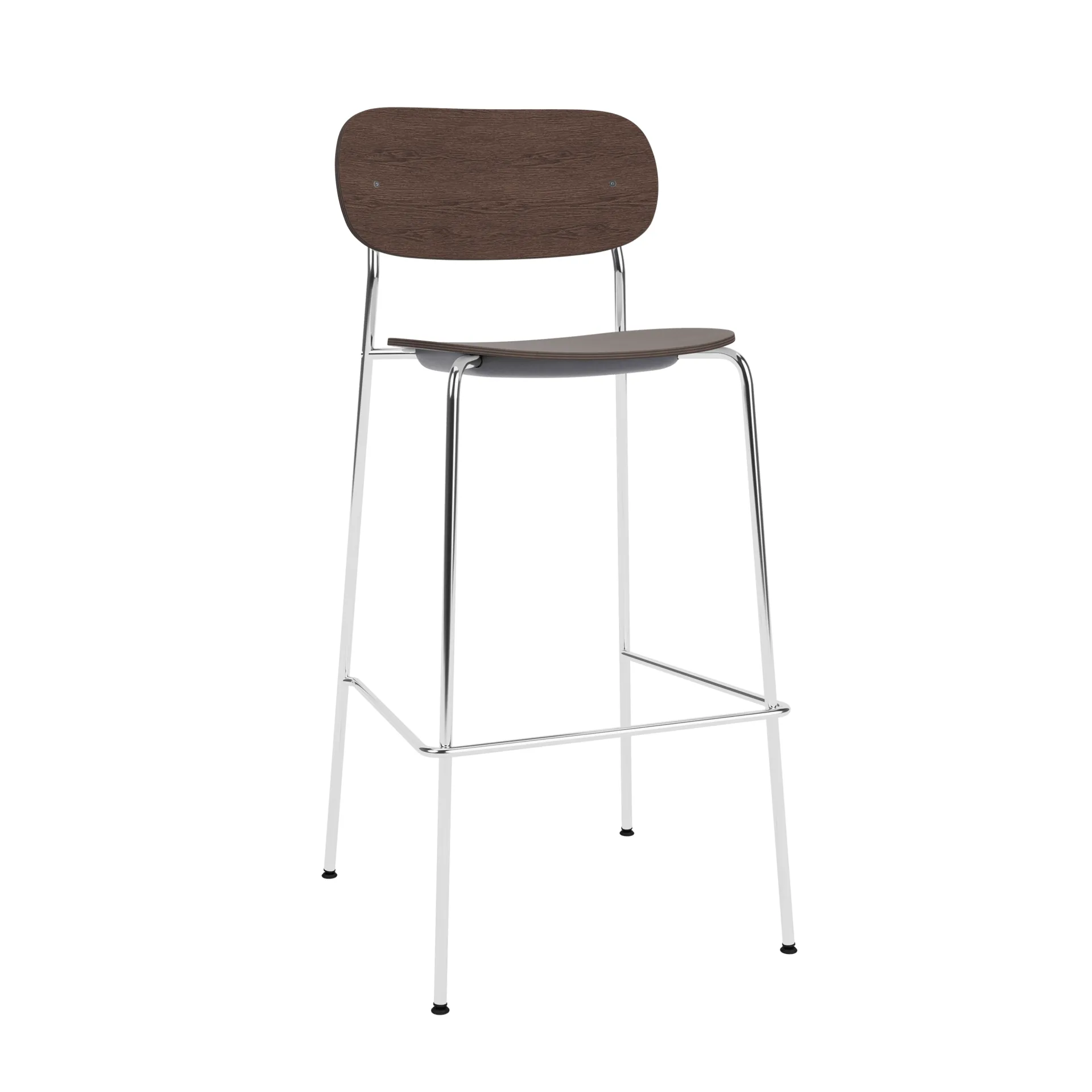 Co Bar Chair hoker, Ciemnobejcowany dąb-chromowana stal, 75 cm Audo Copenhagen