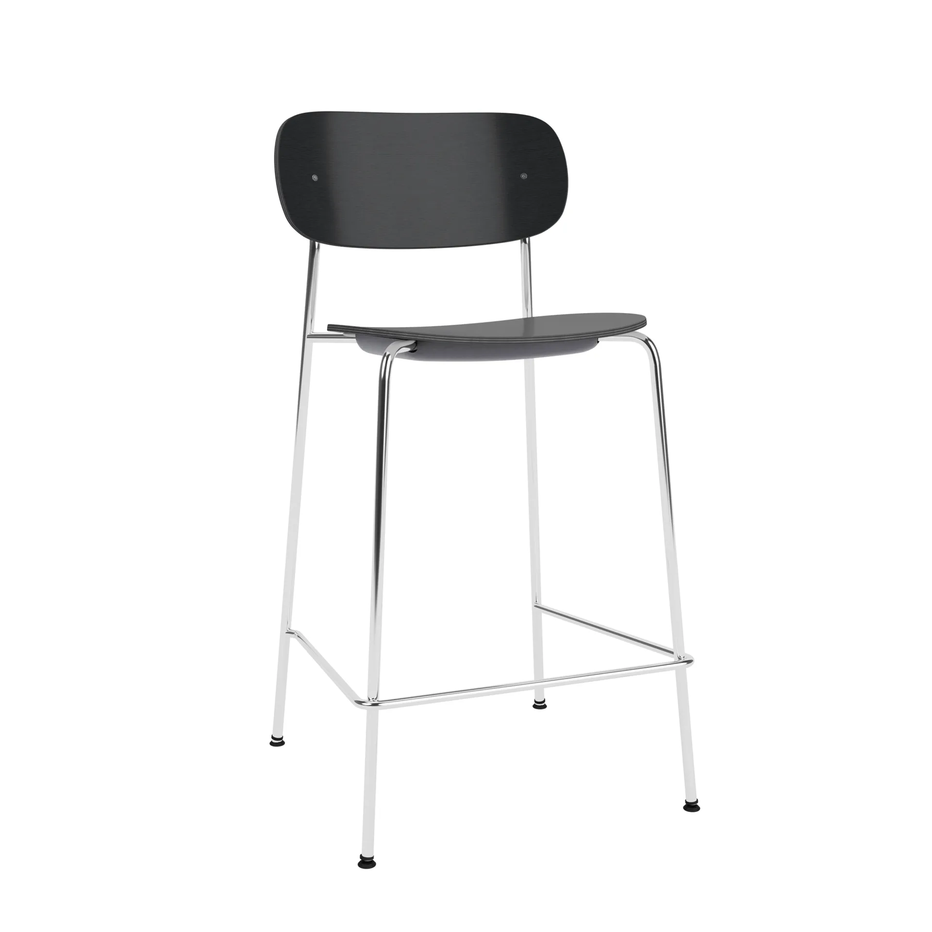 Co Bar Chair hoker, Czarny dąb-chromowana stal, 65 cm Audo Copenhagen